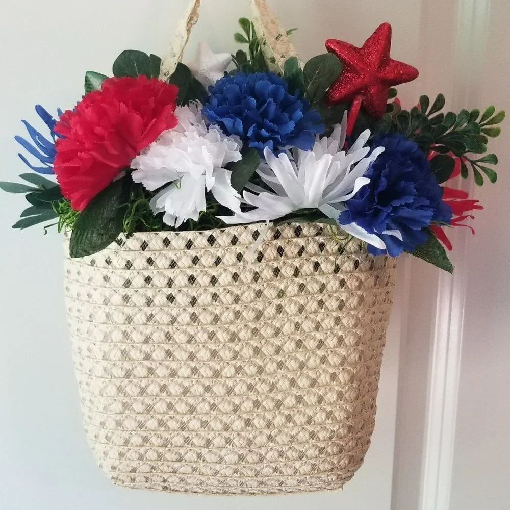 Patriotic Decor Door Hanger Wreath Summer Decor